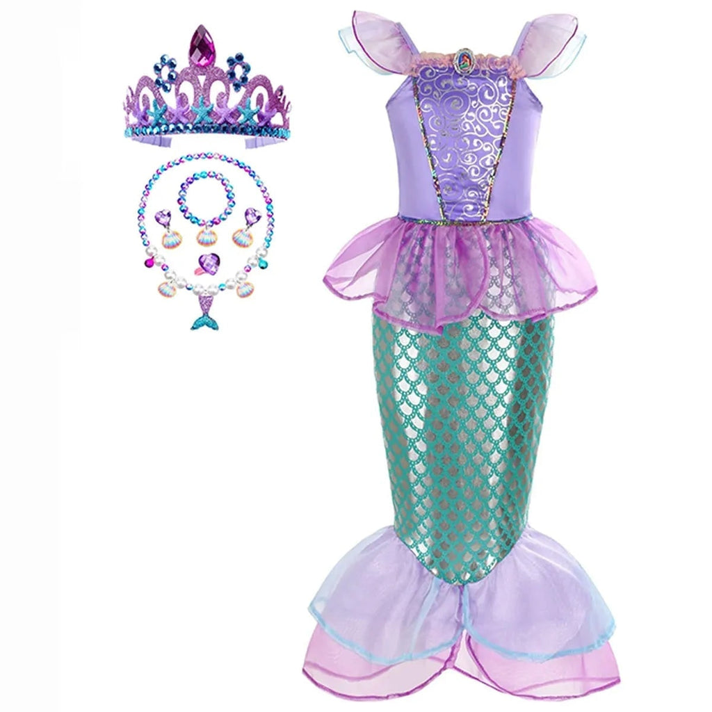 Girls' Halloween Mermaid Costume with Accessories for Dress-Up Party - Image 3