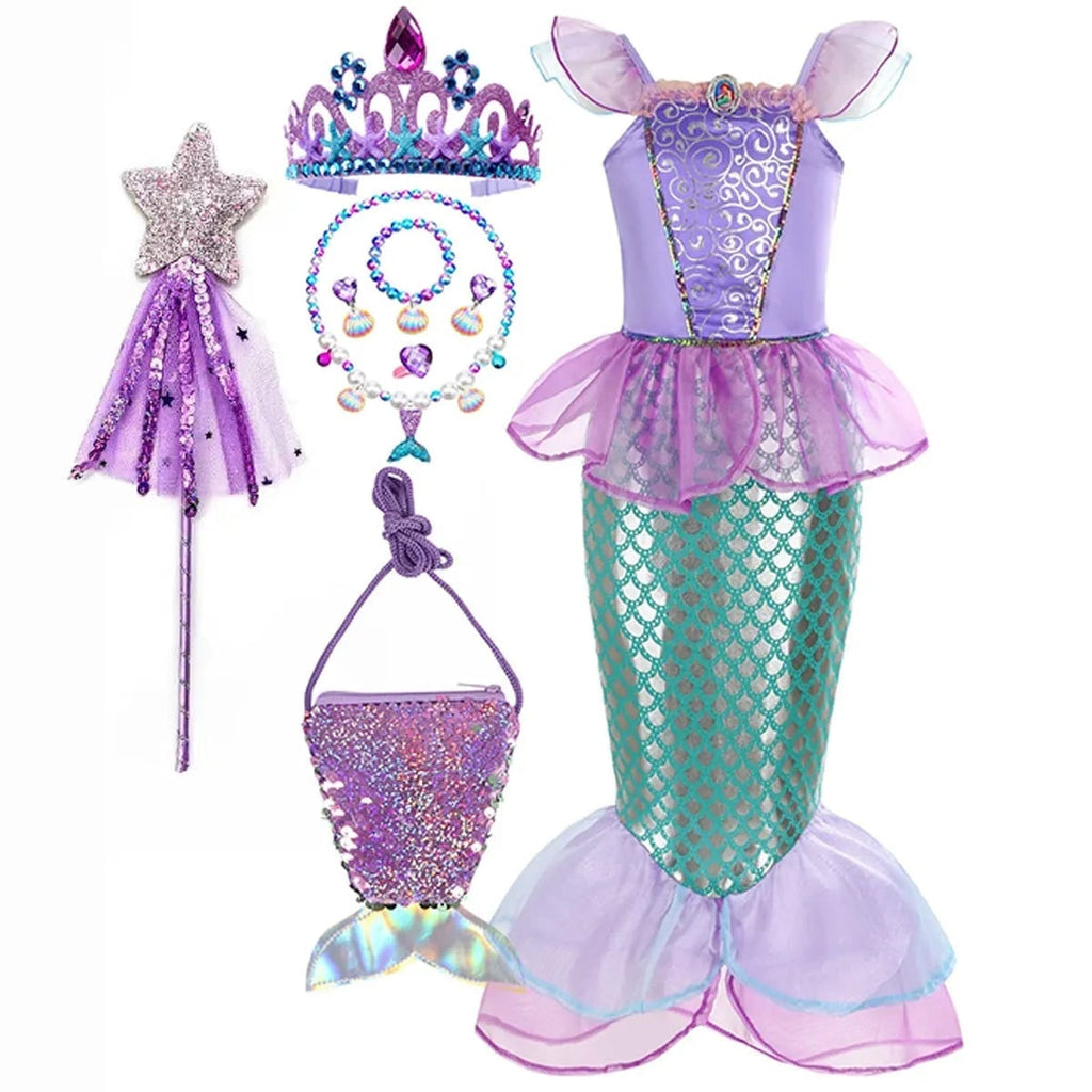 Girls' Halloween Mermaid Costume with Accessories for Dress-Up Party - Image 6