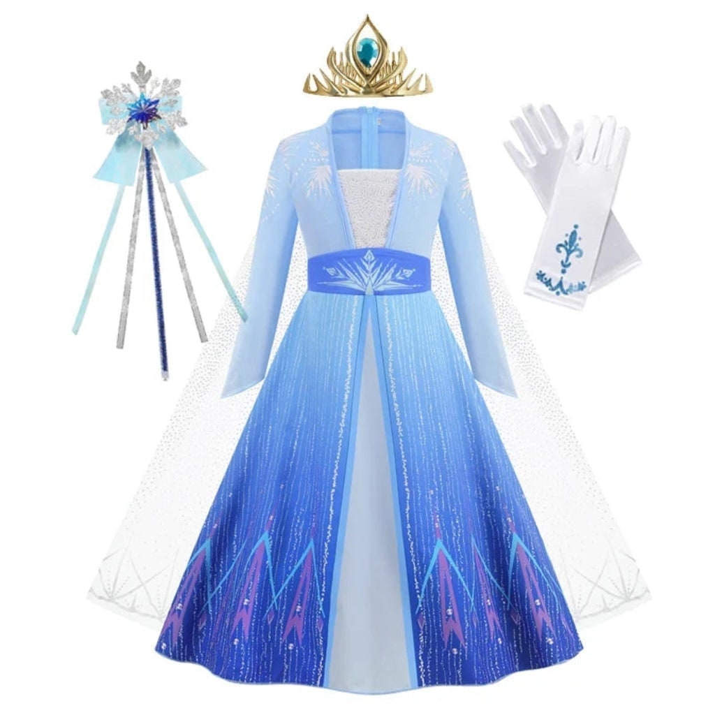 Girls' Halloween Princess Costume Dress with Cape and Accessories - Image 3