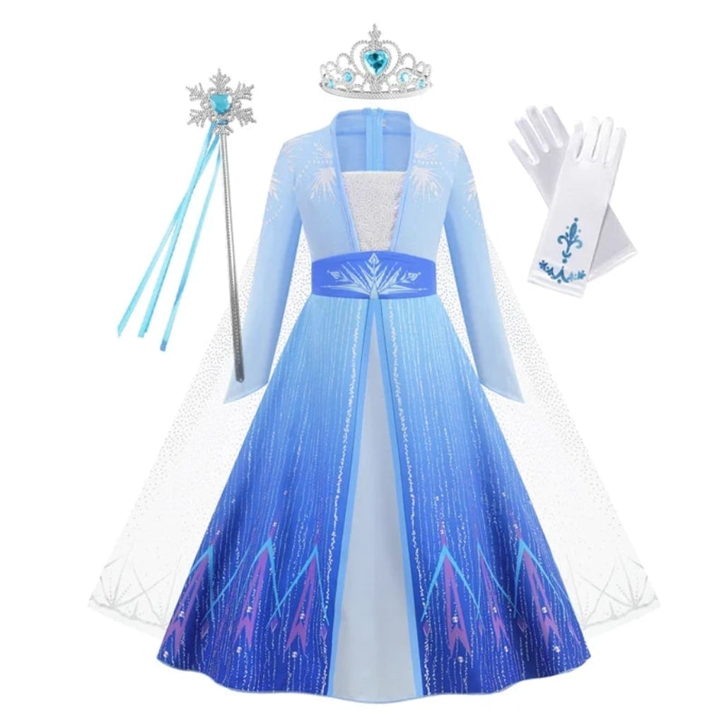 Girls' Halloween Princess Costume Dress with Cape and Accessories - Image 5