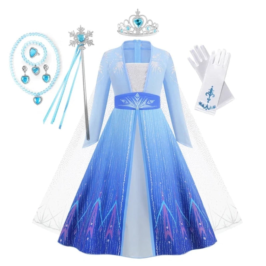Girls' Halloween Princess Costume Dress with Cape and Accessories - Image 6