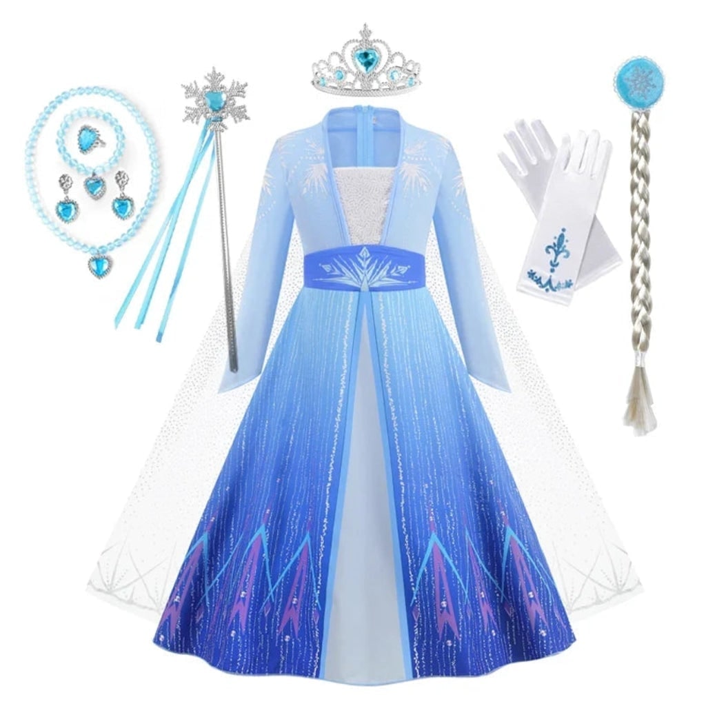Girls' Halloween Princess Costume Dress with Cape and Accessories - Image 7
