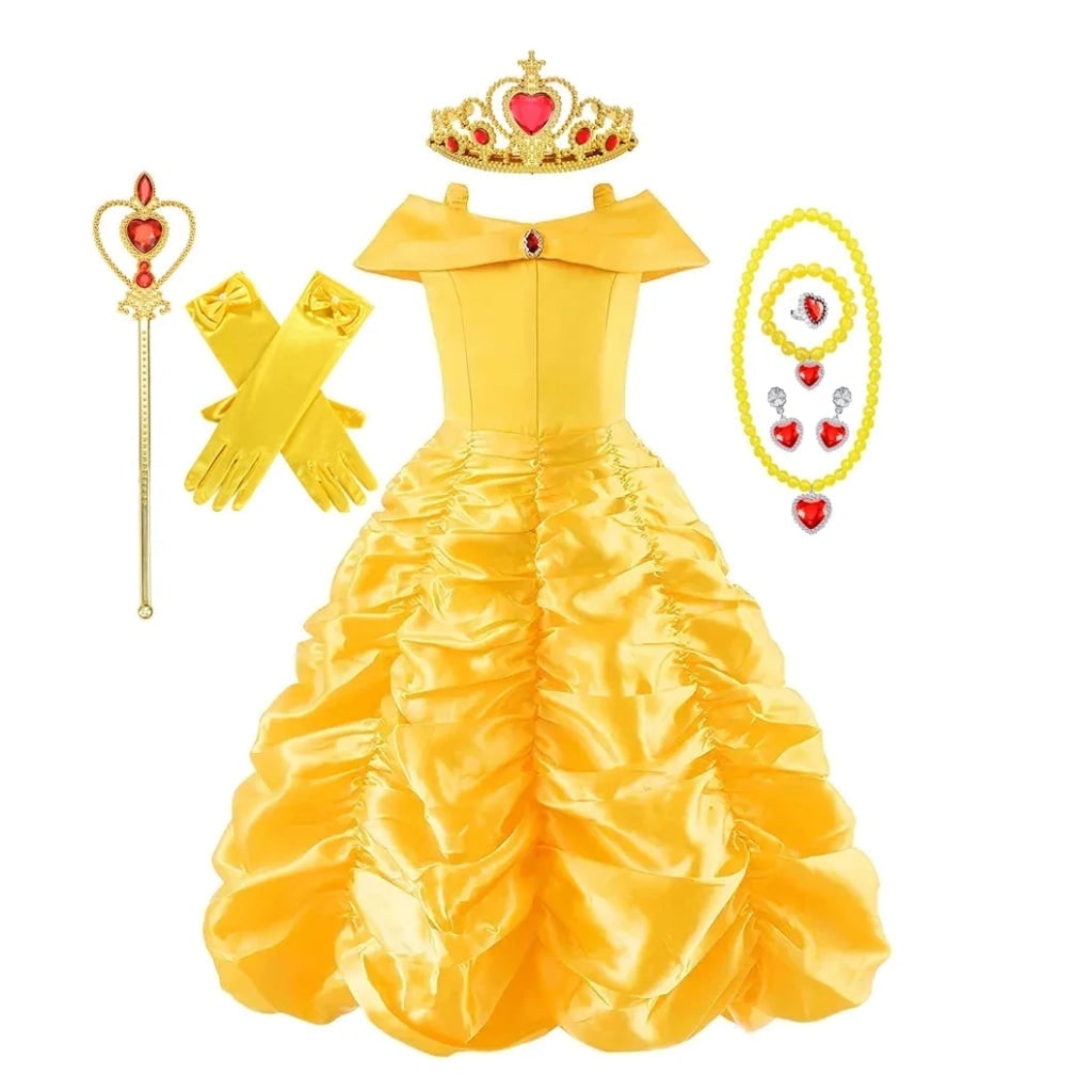 Girls' Halloween Princess Costume with Ball Gown Tiara Scepter and Accessories Set - Image 5