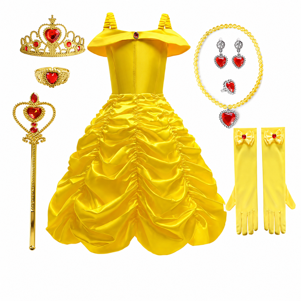 Girls' Halloween Princess Costume with Tiara Wand and Accessories for Dress Up - Image 7