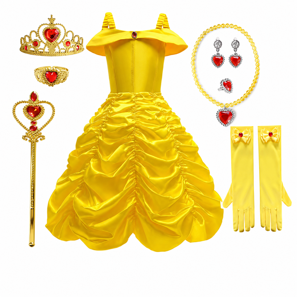 Girls' Halloween Princess Costume with Tiara Wand and Accessories for Dress Up - Image 7