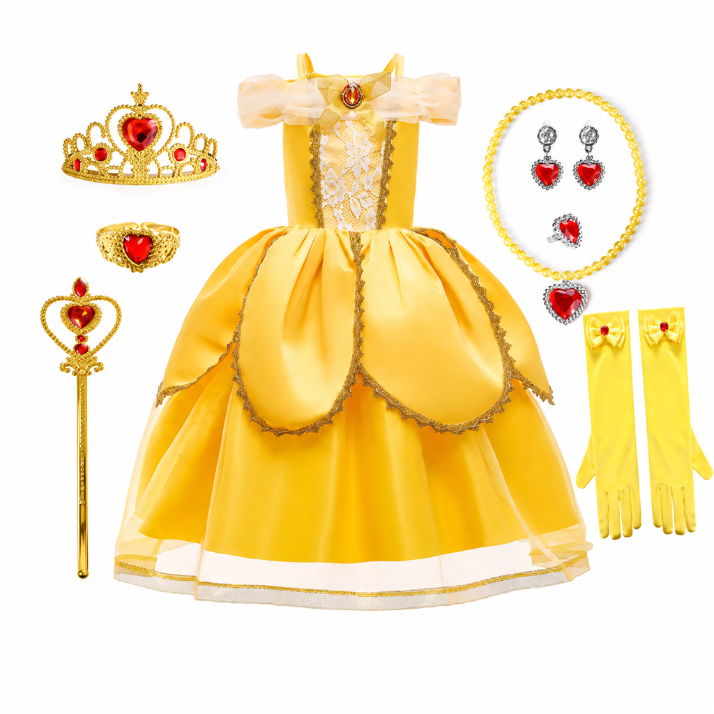 Girls' Princess Costume Dress with Tulle Skirt, Tiara and Accessories for Dress-Up - Image 2
