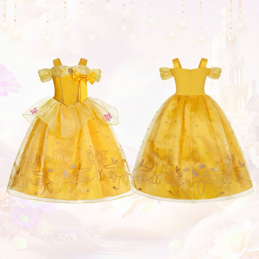 Girls' Princess Costume Dress with Tulle Skirt, Tiara and Accessories for Dress-Up - Image 20