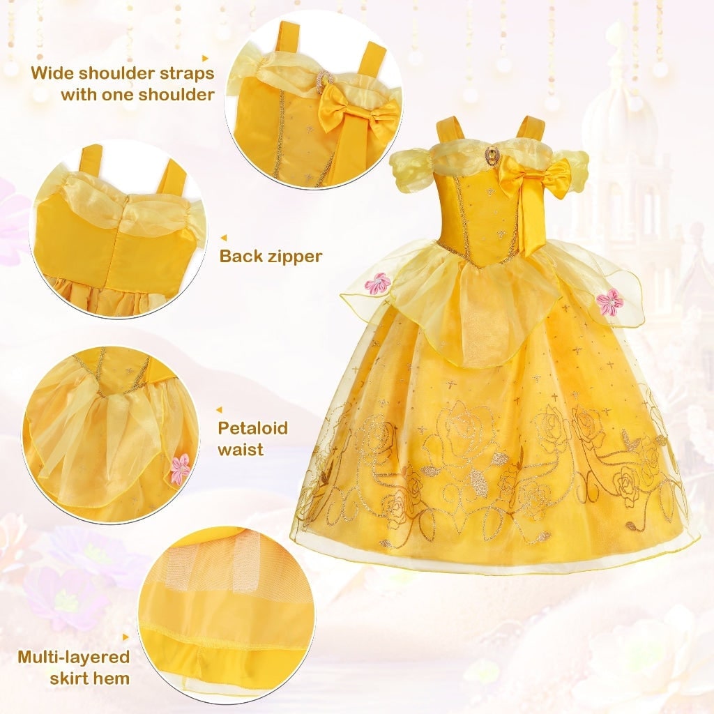 Girls' Princess Costume Dress with Tulle Skirt, Tiara and Accessories for Dress-Up - Image 21