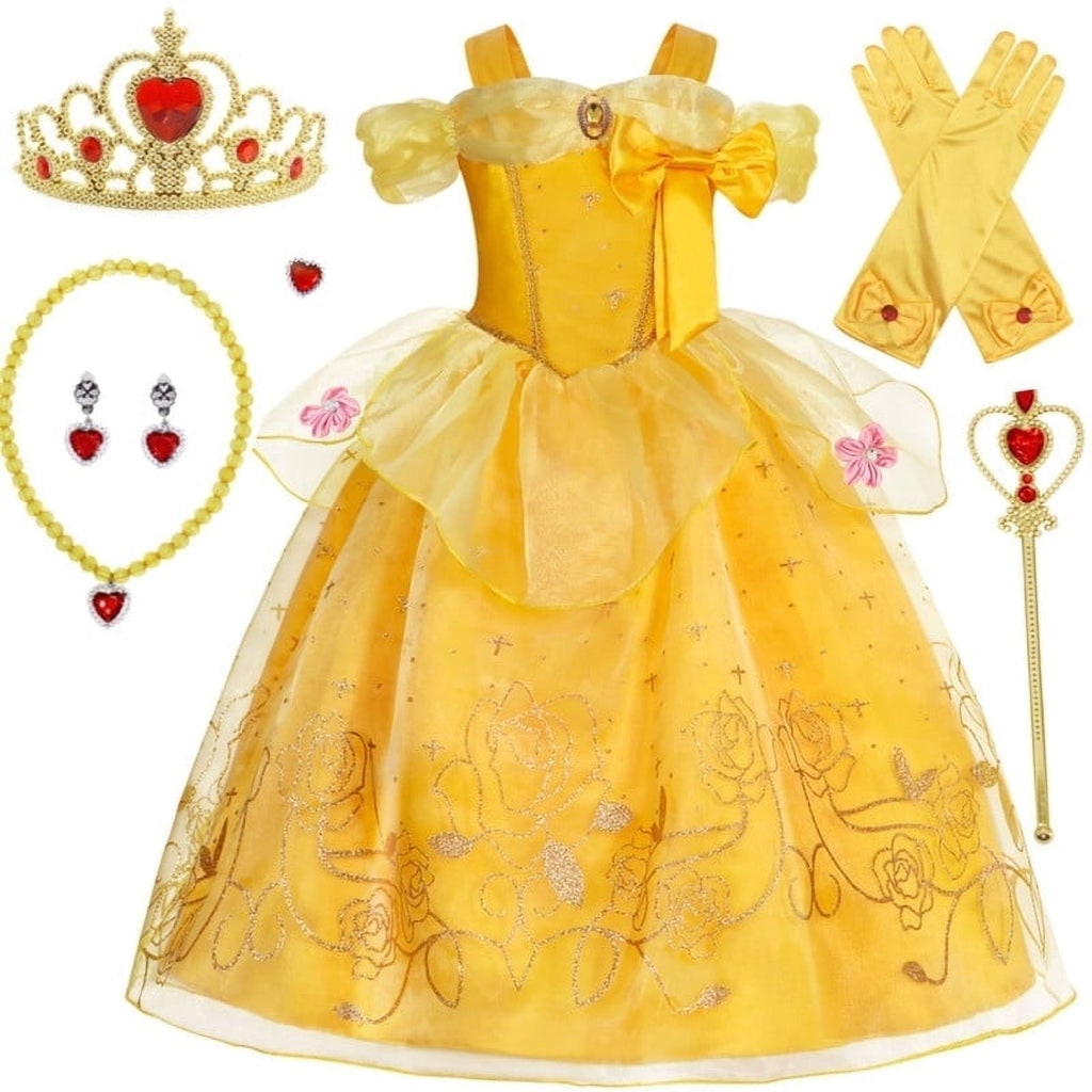Girls' Princess Costume Dress with Tulle Skirt, Tiara and Accessories for Dress-Up - Image 22