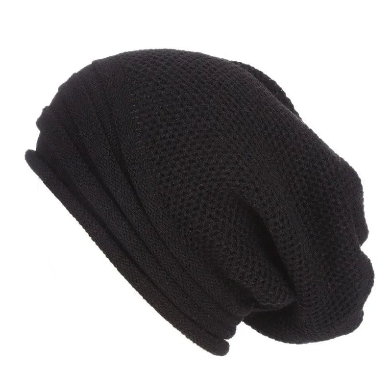 Girls' Slouchy Beanie Cap with Knit Waffle Texture - Image 1
