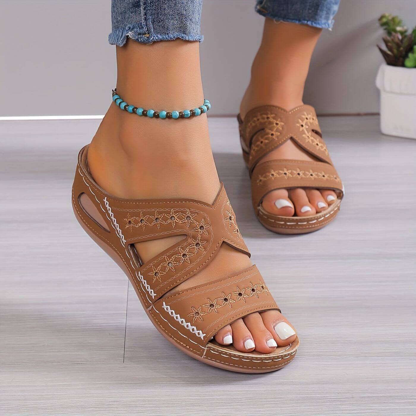 Giulia | Sandali Ortopedici da Donna Marrone