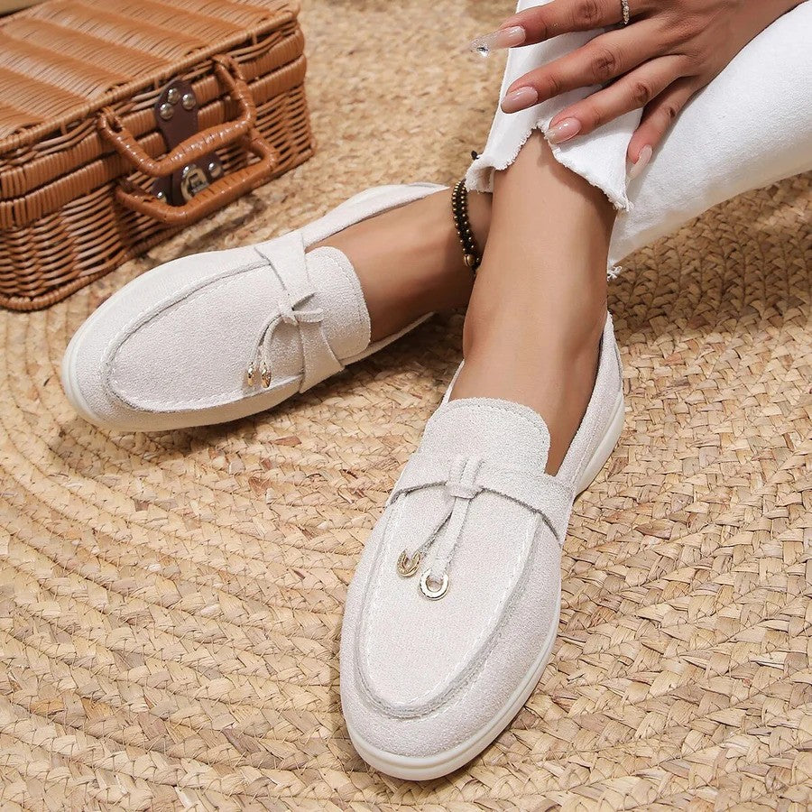 Giulia | Loafers Donna Eleganti Suede Autunno Bianco