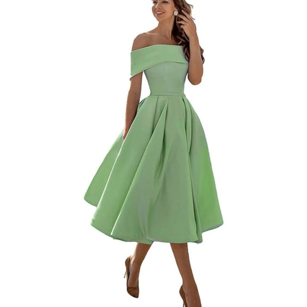 Giulia | Vestito Midi Spalle Scoperte Verde