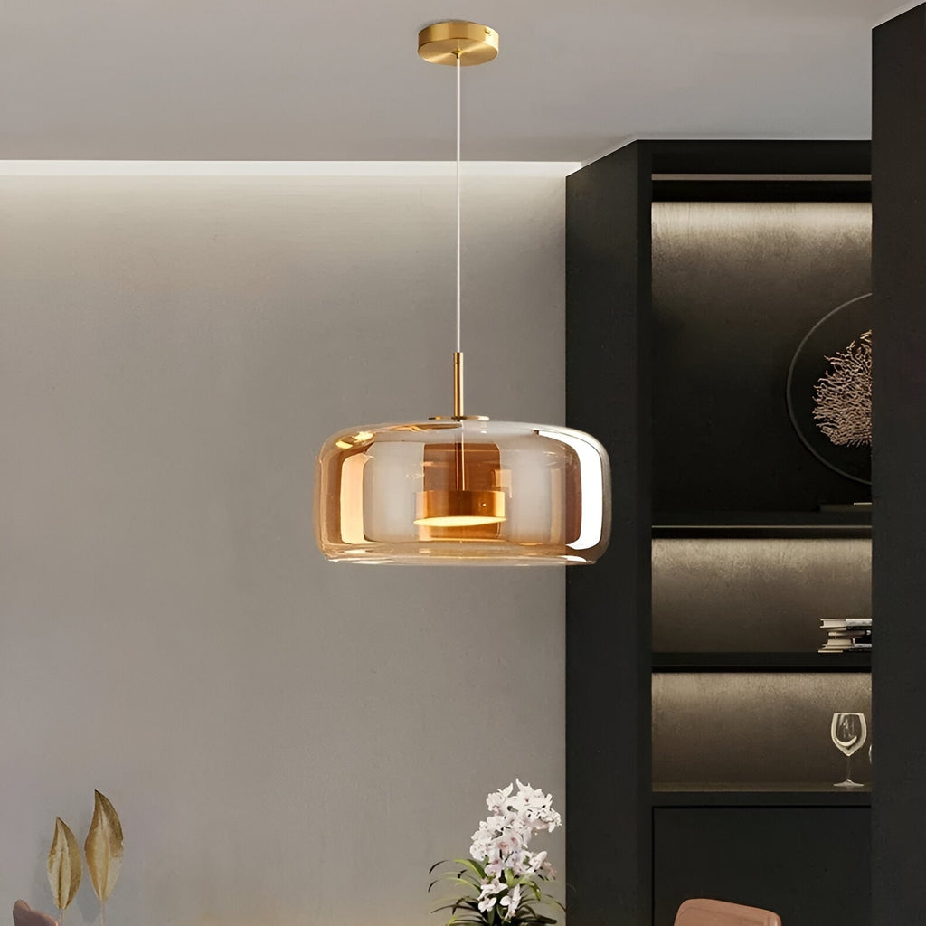 Glass Pendant Lights with Integrated LED Adjustable Cord and Dome-Shaped Shade - Image 11