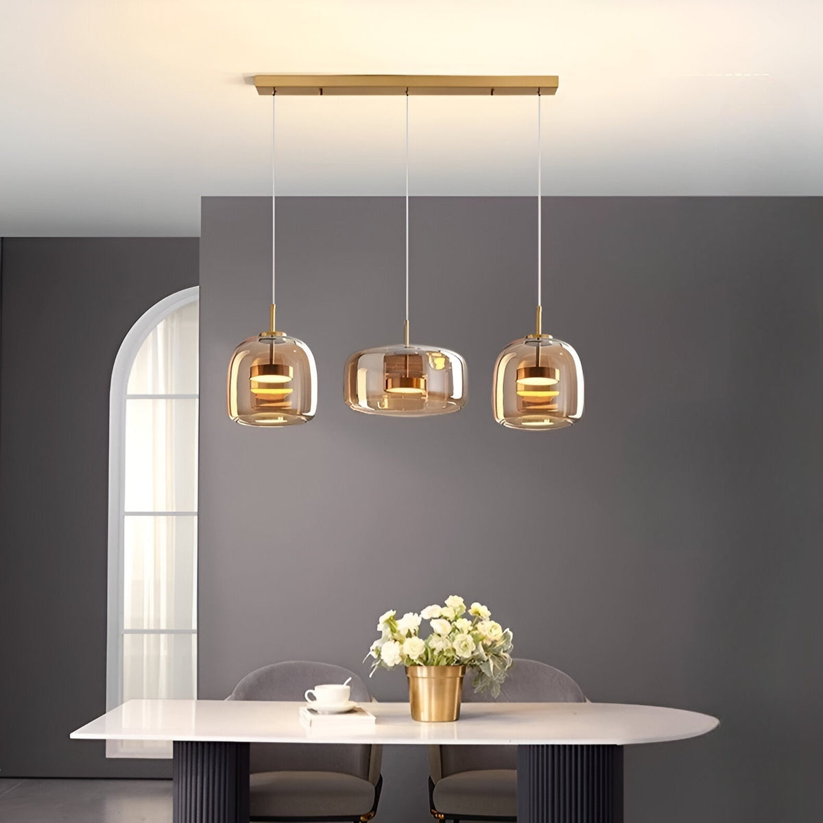 Glass Pendant Lights with Integrated LED Adjustable Cord and Dome-Shaped Shade - Image 18