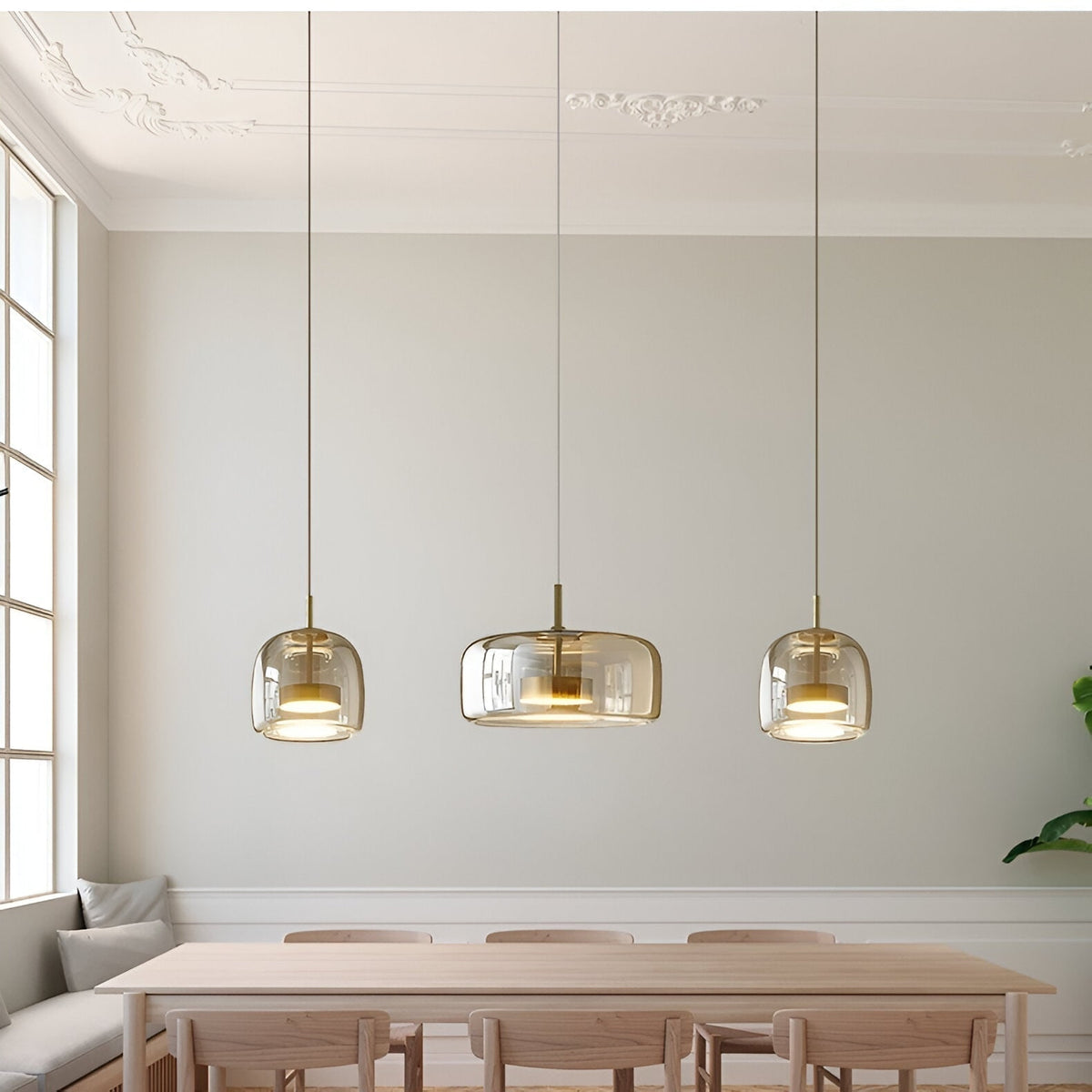 Glass Pendant Lights with Integrated LED Adjustable Cord and Dome-Shaped Shade - Image 21