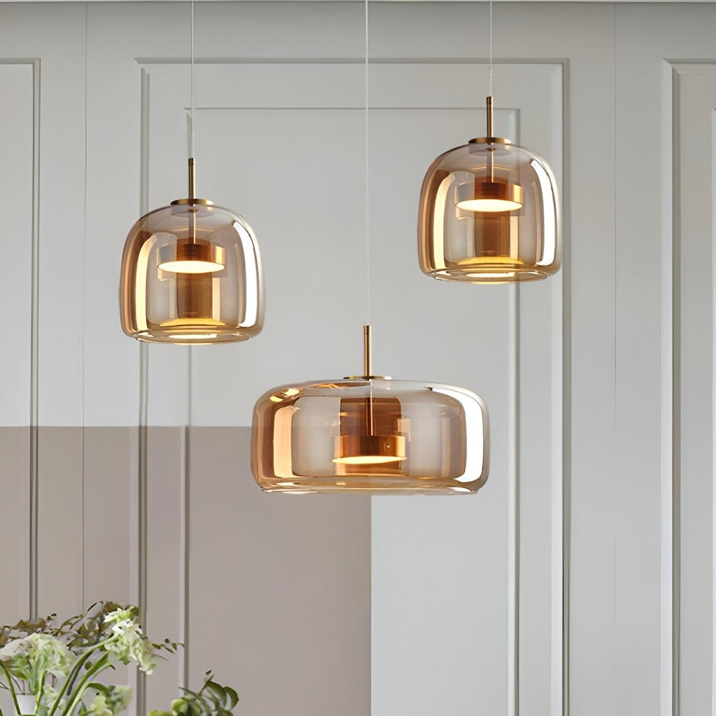 Glass Pendant Lights with Integrated LED Adjustable Cord and Dome-Shaped Shade - Image 4