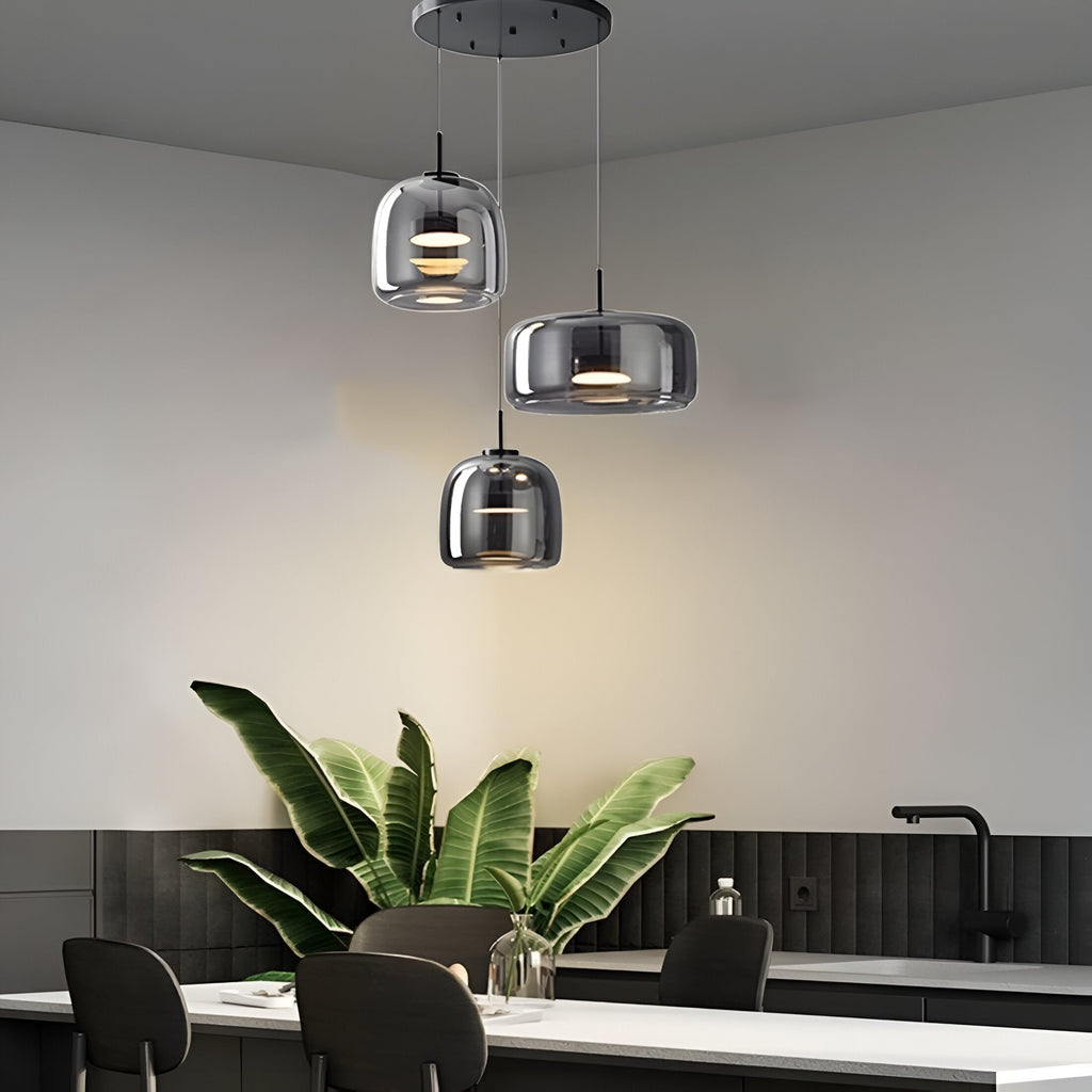 Glass Pendant Lights with Integrated LED Adjustable Cord and Dome-Shaped Shade - Image 5