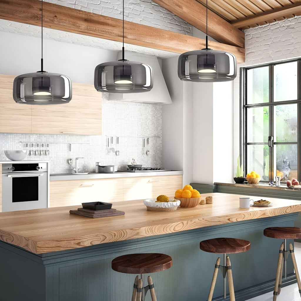 Glass Pendant Lights with Integrated LED Adjustable Cord and Dome-Shaped Shade - Image 6