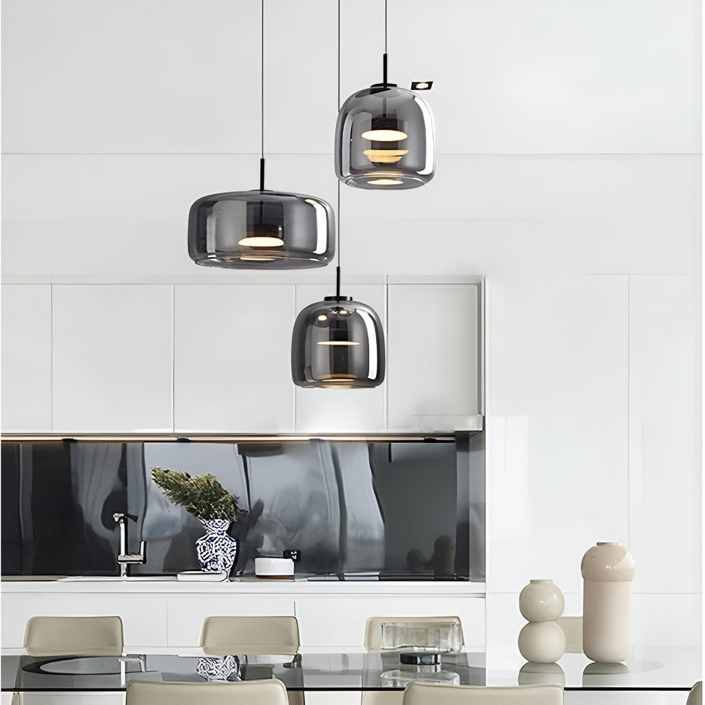 Glass Pendant Lights with Integrated LED Adjustable Cord and Dome-Shaped Shade - Image 7