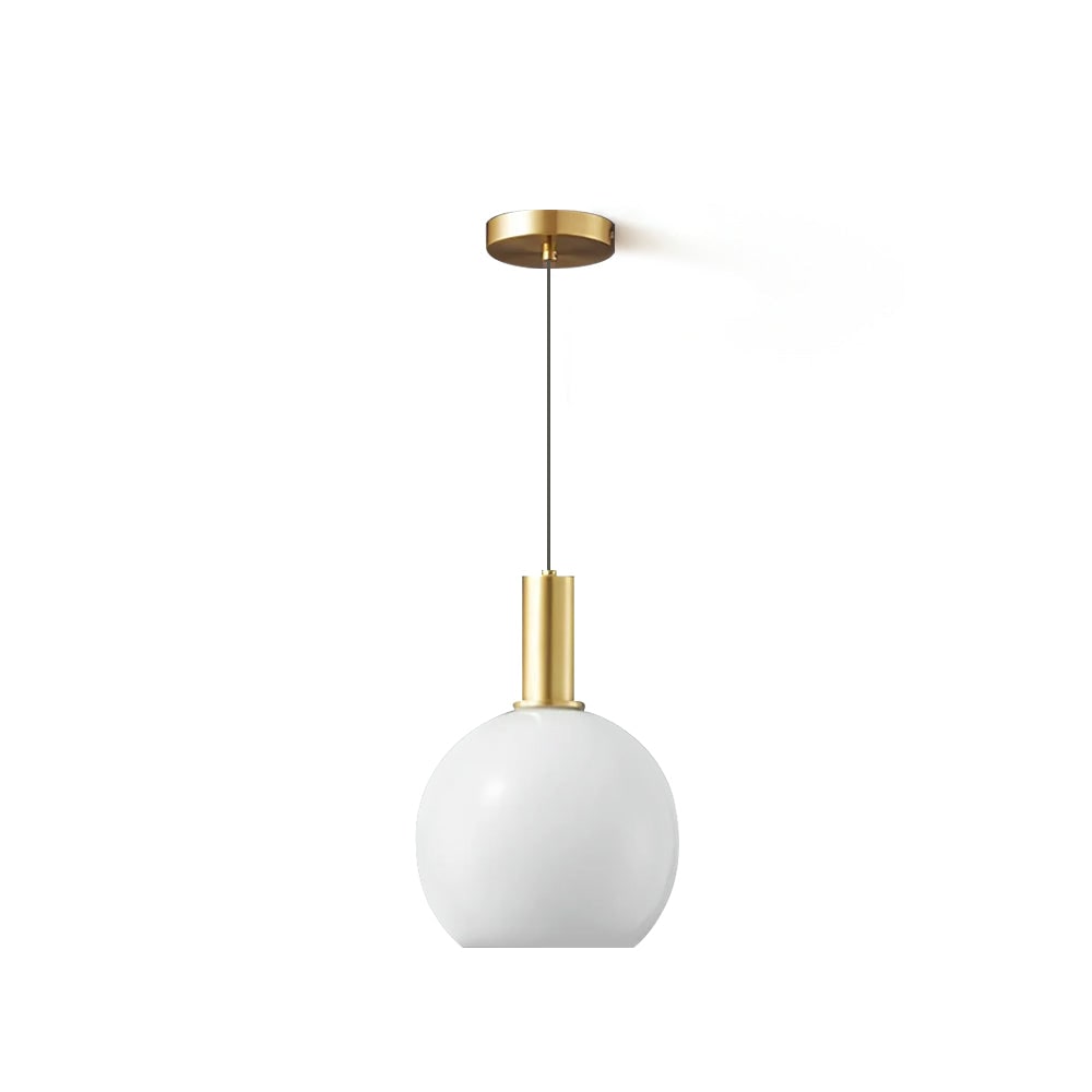 Glass Pendant Lights with Milky Shade and Brushed Brass Modern Design - Image 1