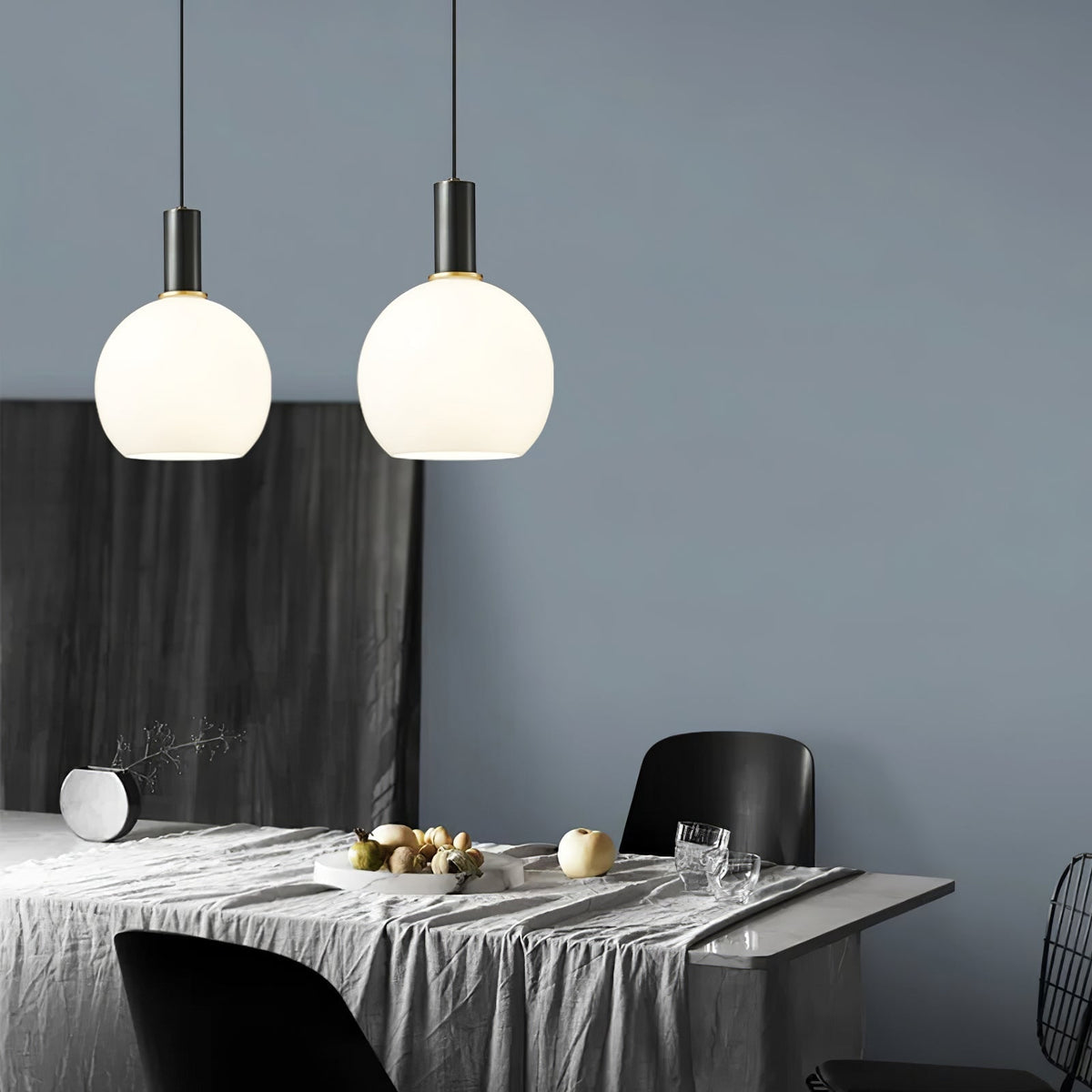 Glass Pendant Lights with Milky Shade and Brushed Brass Modern Design - Image 10