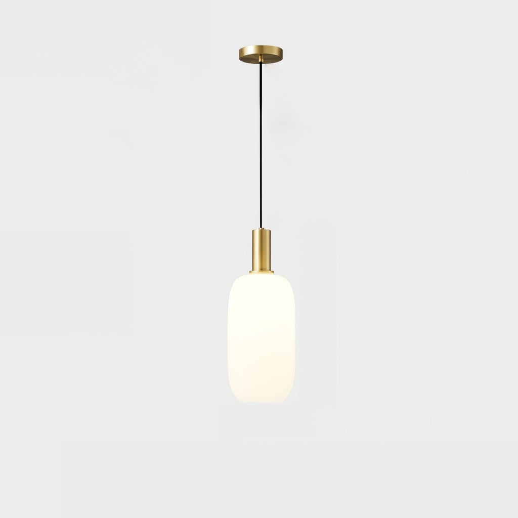 Glass Pendant Lights with Milky Shade and Brushed Brass Modern Design - Image 11