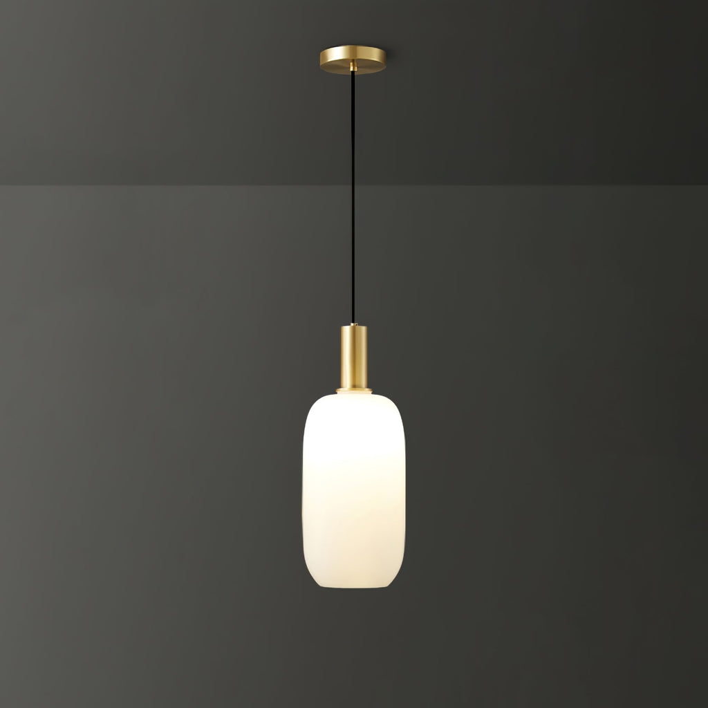 Glass Pendant Lights with Milky Shade and Brushed Brass Modern Design - Image 12
