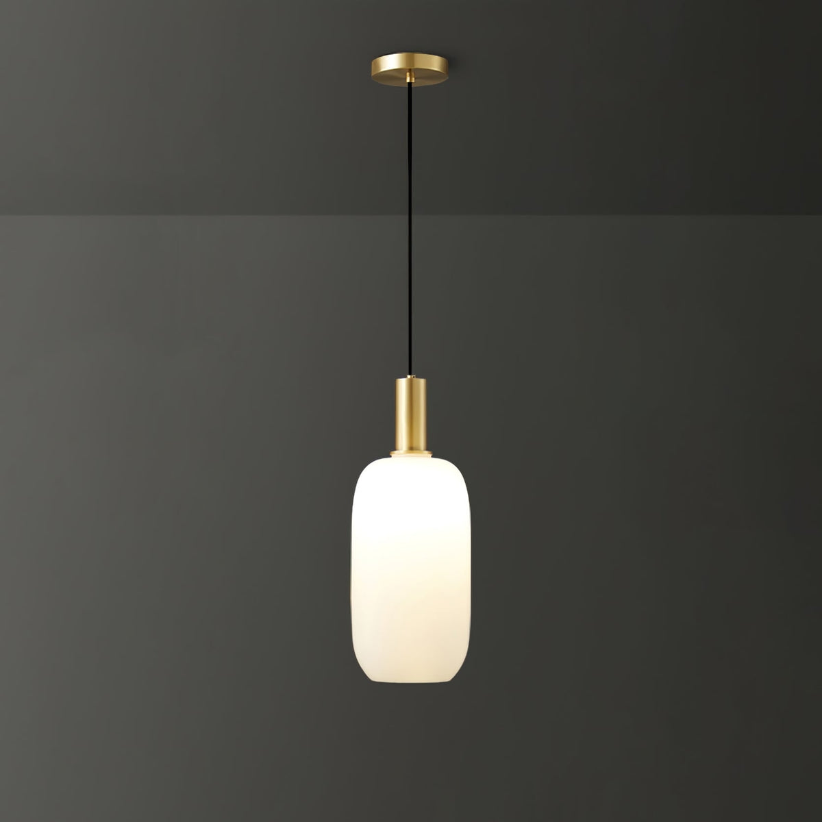 Glass Pendant Lights with Milky Shade and Brushed Brass Modern Design - Image 12
