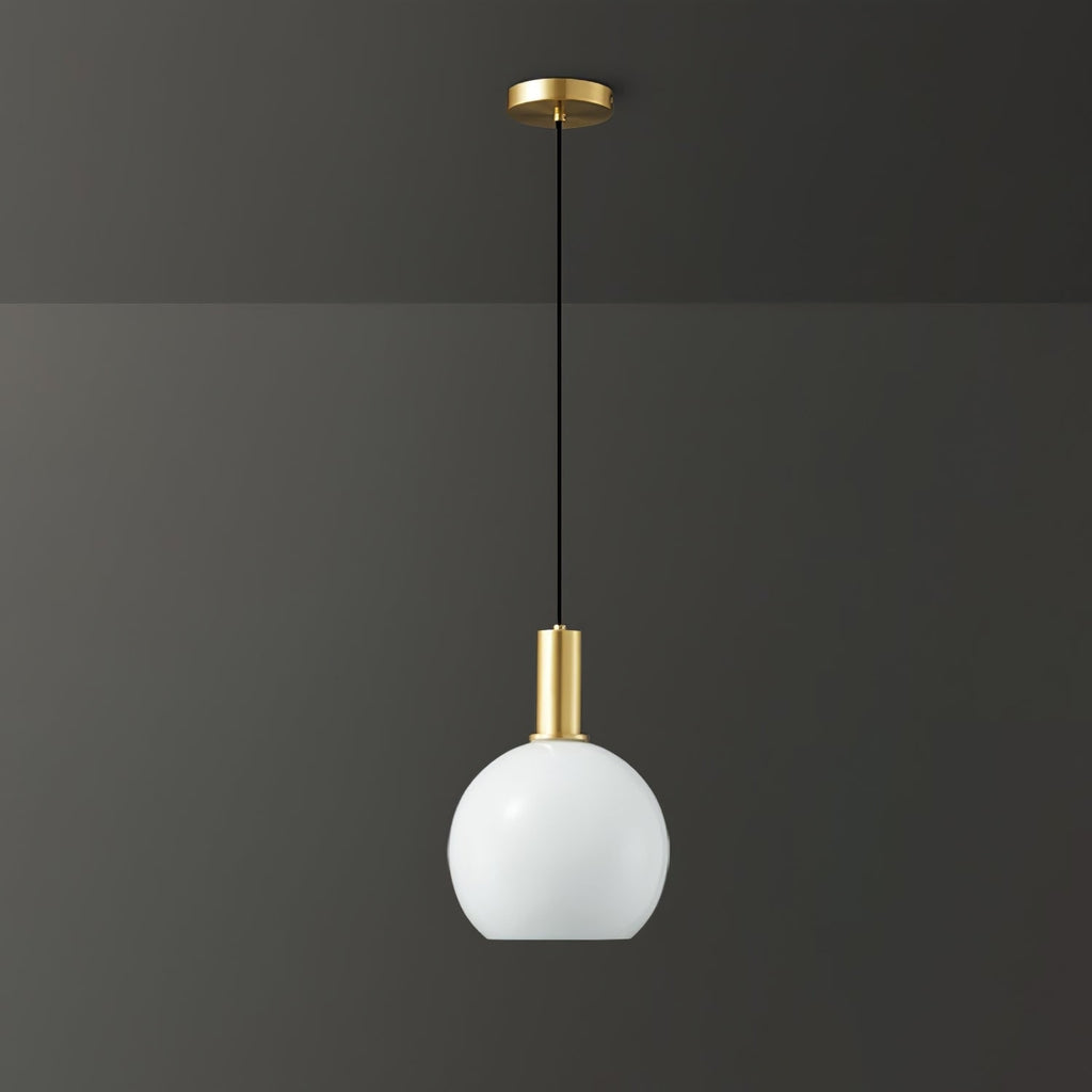 Glass Pendant Lights with Milky Shade and Brushed Brass Modern Design - Image 14