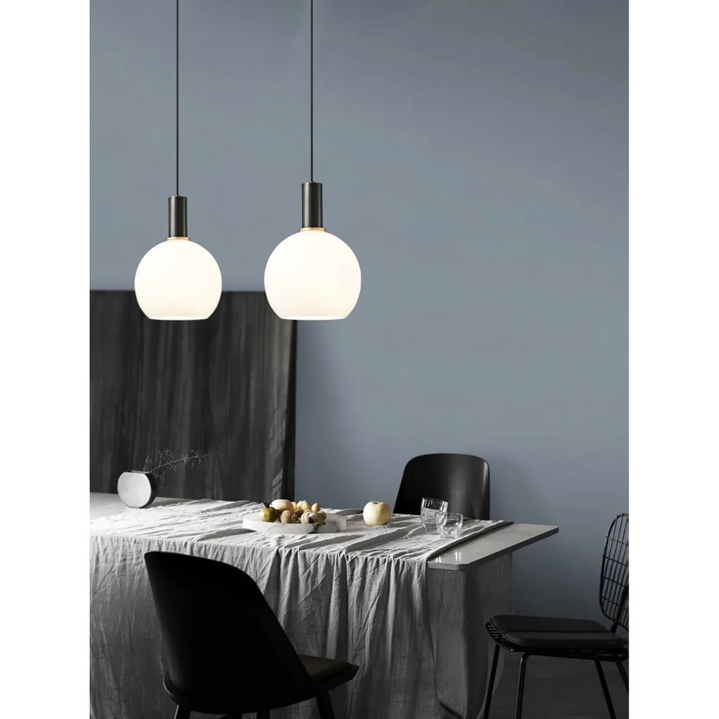 Glass Pendant Lights with Milky Shade and Brushed Brass Modern Design - Image 15