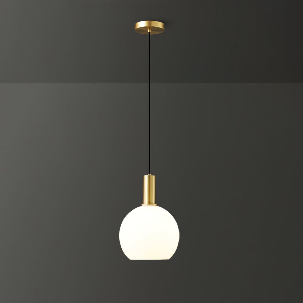 Glass Pendant Lights with Milky Shade and Brushed Brass Modern Design - Image 16