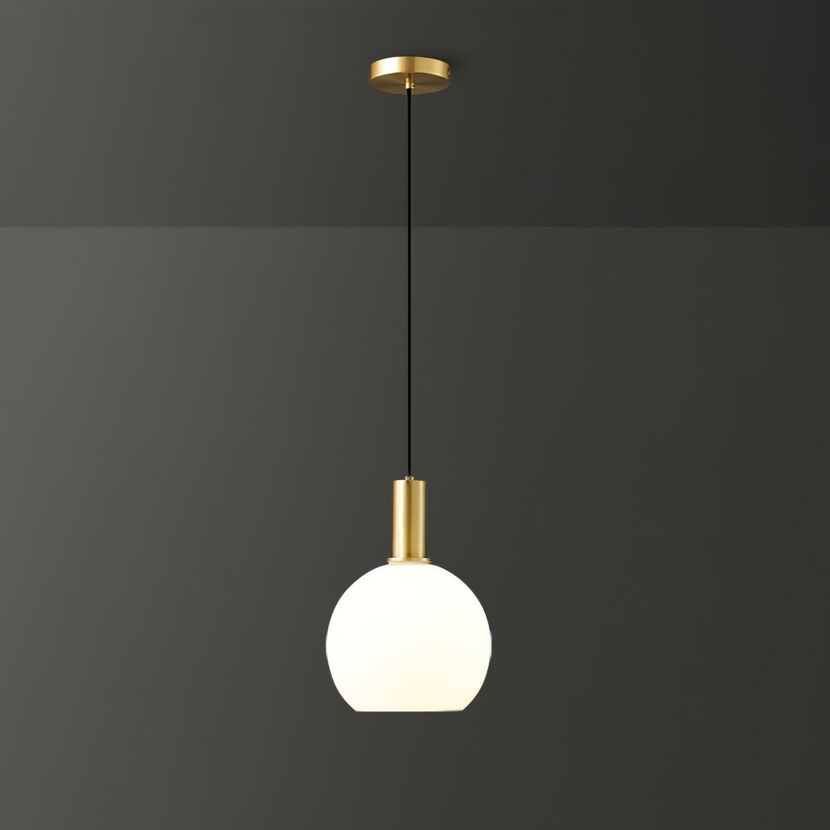 Glass Pendant Lights with Milky Shade and Brushed Brass Modern Design - Image 16
