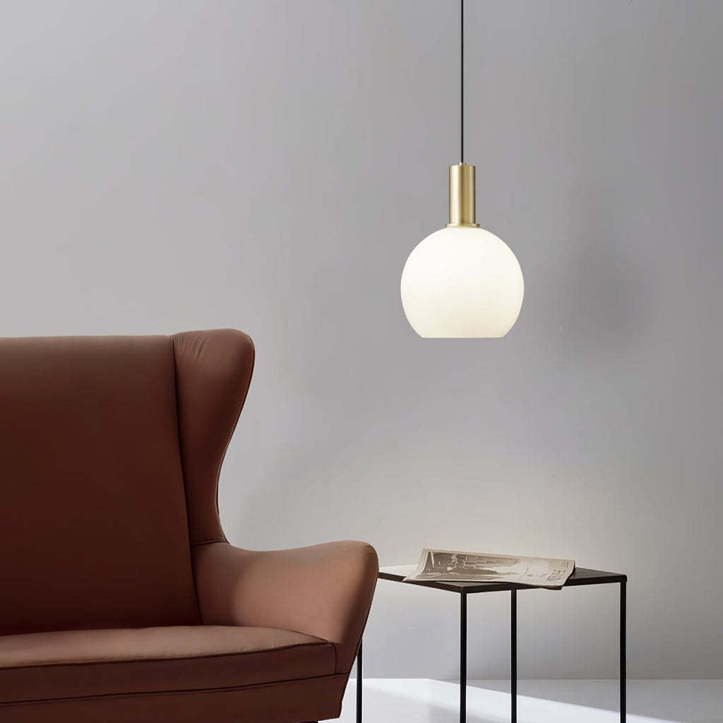 Glass Pendant Lights with Milky Shade and Brushed Brass Modern Design - Image 17