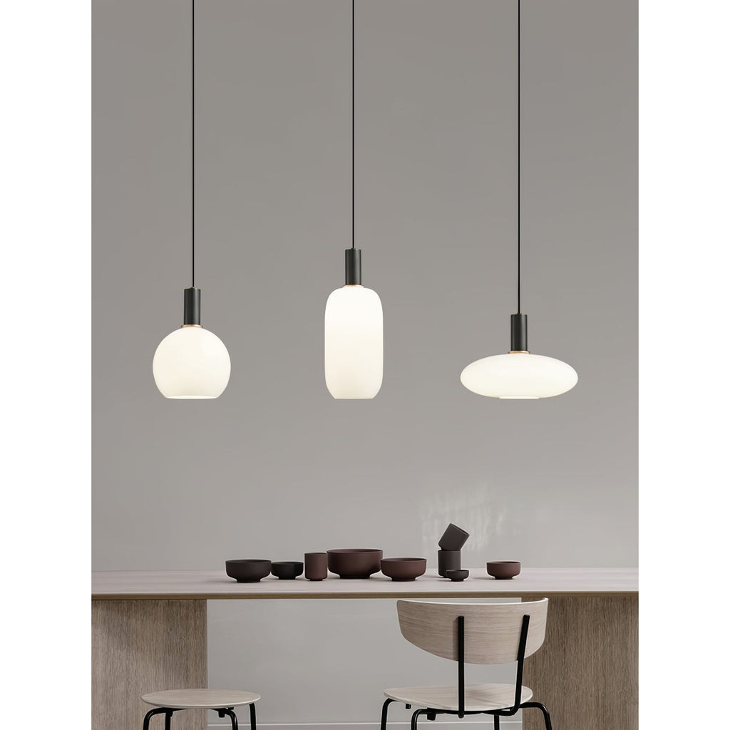 Glass Pendant Lights with Milky Shade and Brushed Brass Modern Design - Image 20