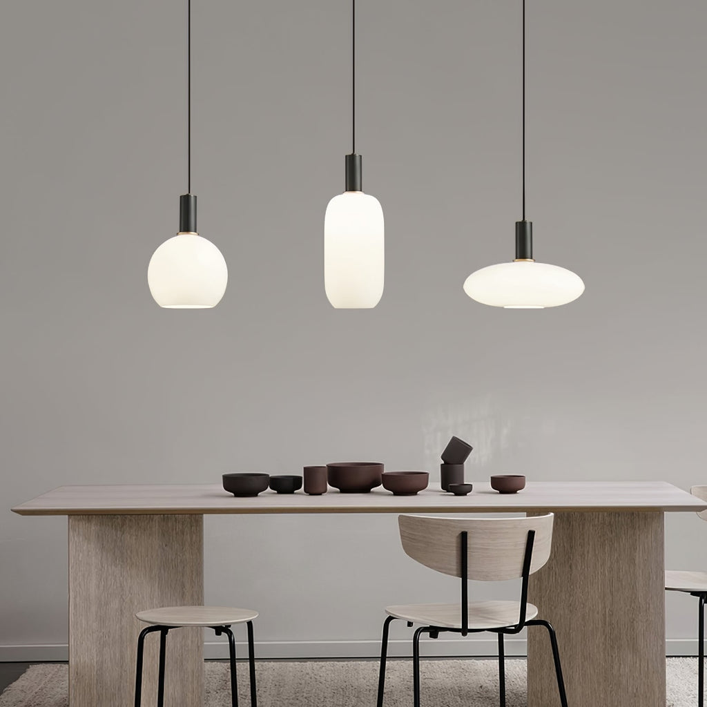 Glass Pendant Lights with Milky Shade and Brushed Brass Modern Design - Image 27