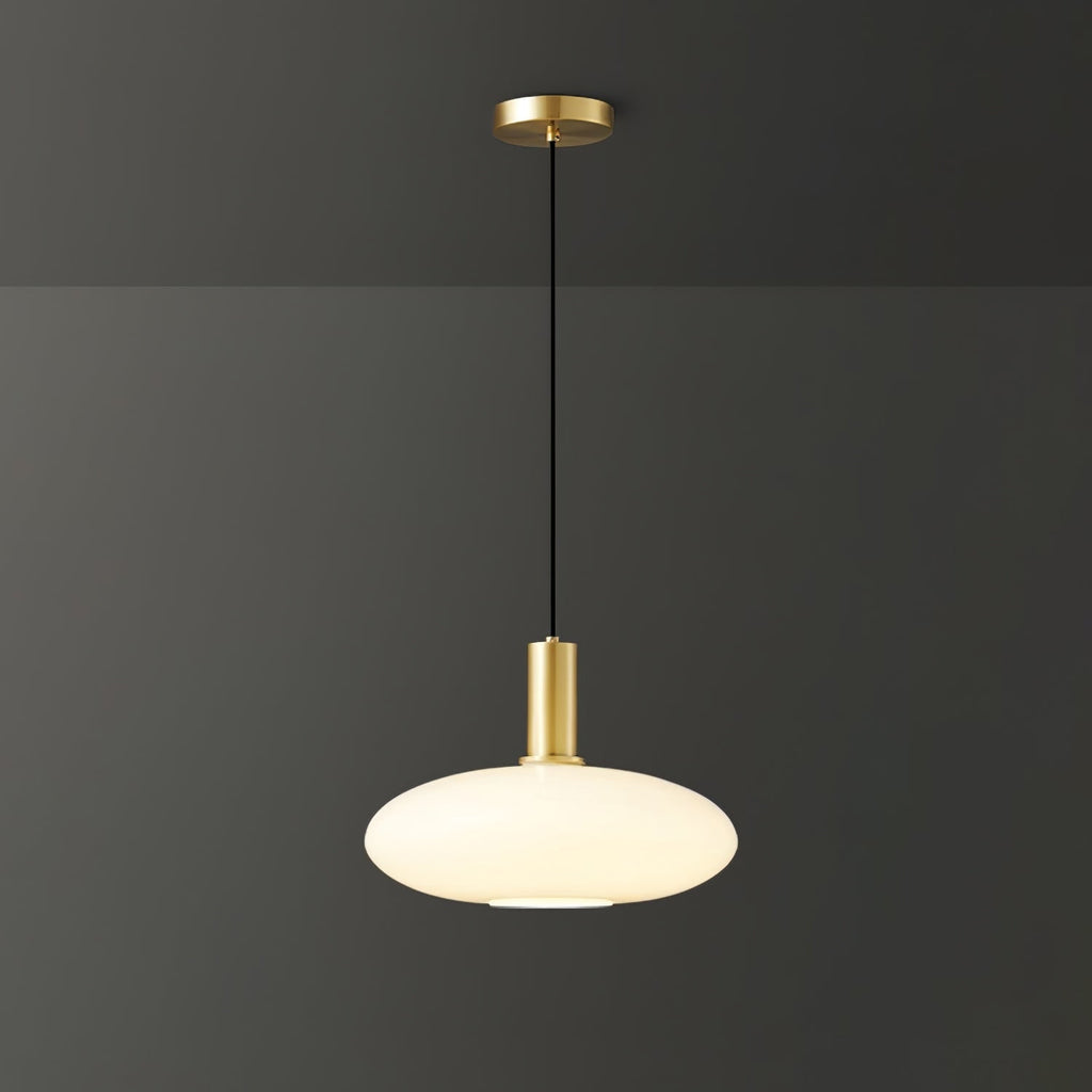 Glass Pendant Lights with Milky Shade and Brushed Brass Modern Design - Image 30