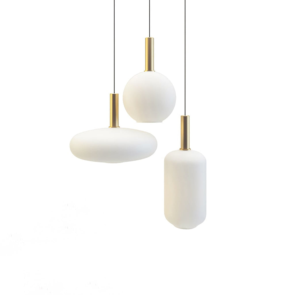 Glass Pendant Lights with Milky Shade and Brushed Brass Modern Design - Image 45