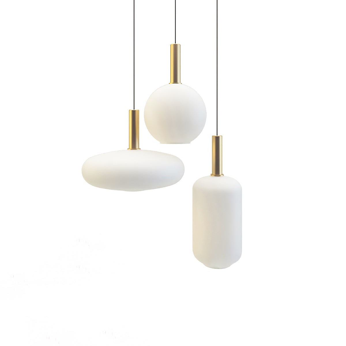 Glass Pendant Lights with Milky Shade and Brushed Brass Modern Design - Image 45