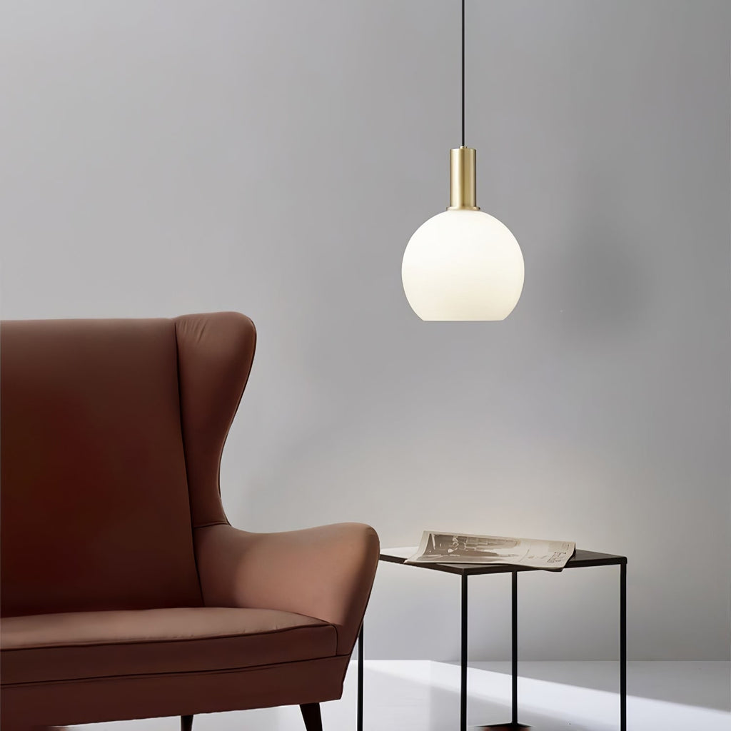 Glass Pendant Lights with Milky Shade and Brushed Brass Modern Design - Image 5