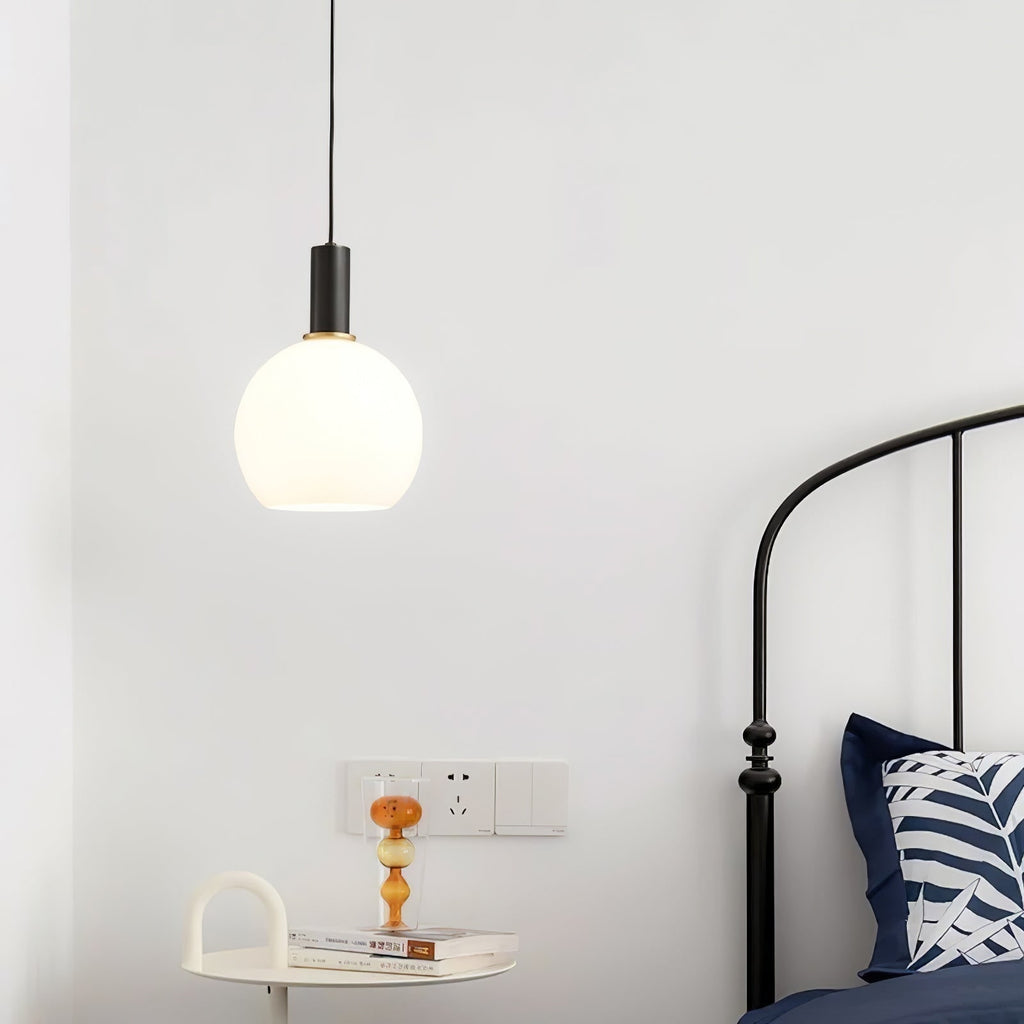 Glass Pendant Lights with Milky Shade and Brushed Brass Modern Design - Image 8