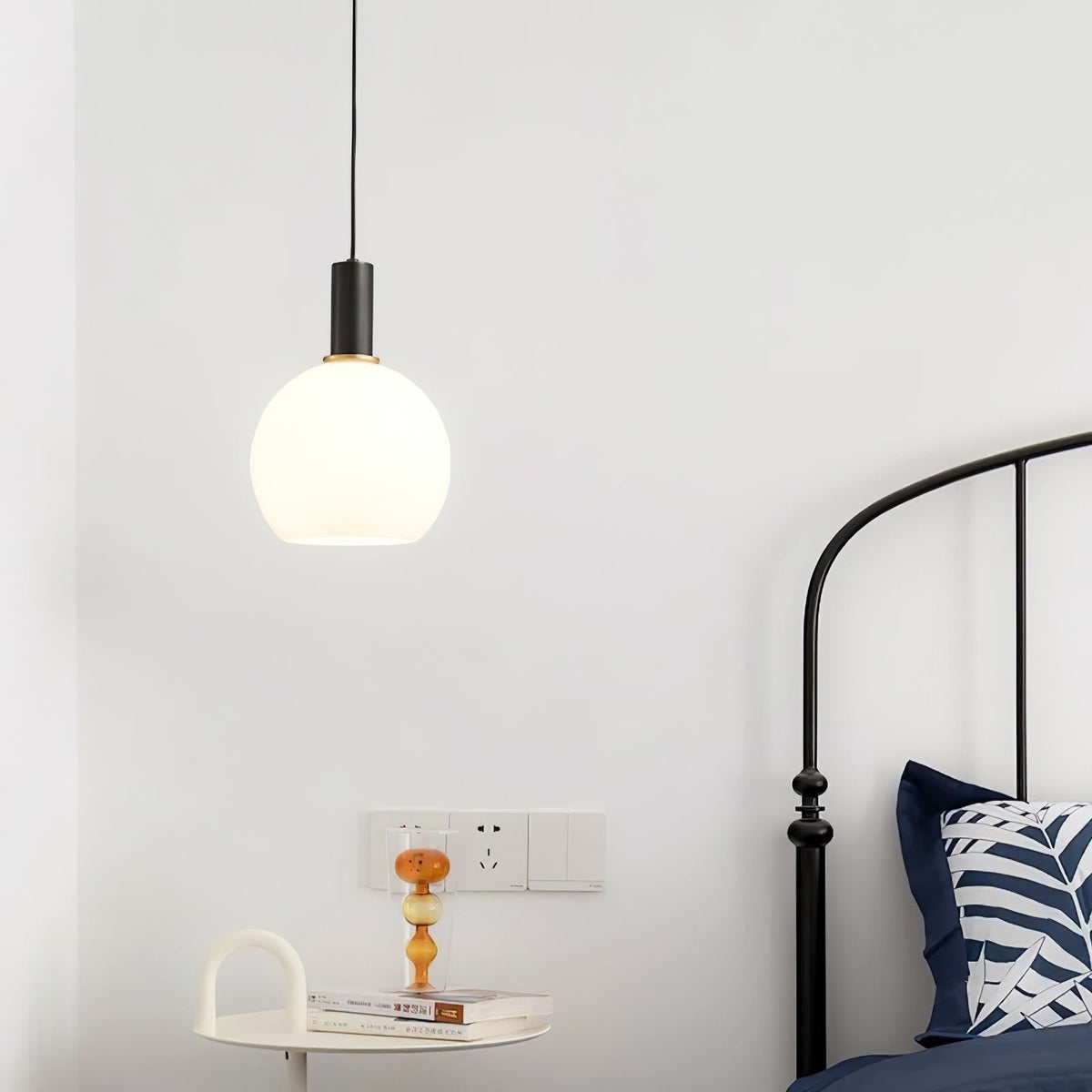 Glass Pendant Lights with Milky Shade and Brushed Brass Modern Design - Image 8