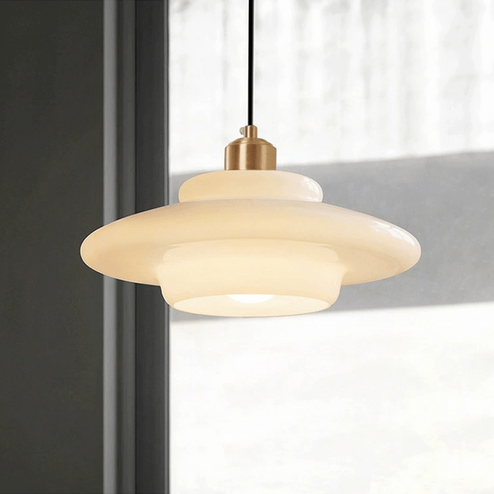 Glass Pendant Lights with Tiered White Shade and Brushed Brass for Modern Living Rooms - Image 13