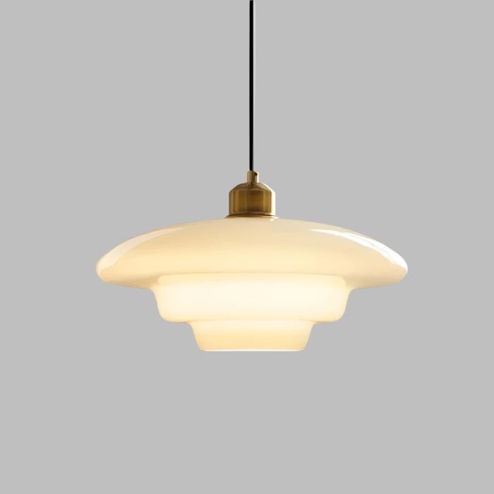 Glass Pendant Lights with Tiered White Shade and Brushed Brass for Modern Living Rooms - Image 16