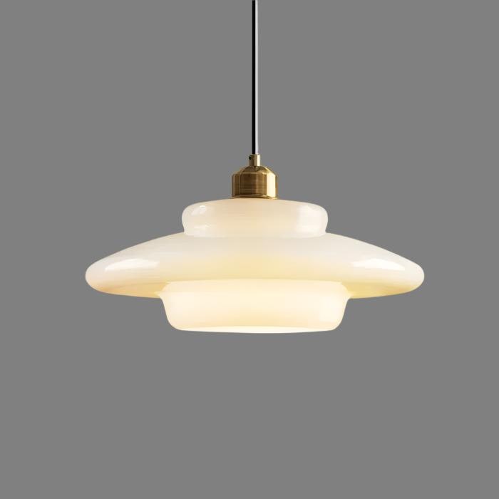 Glass Pendant Lights with Tiered White Shade and Brushed Brass for Modern Living Rooms - Image 18