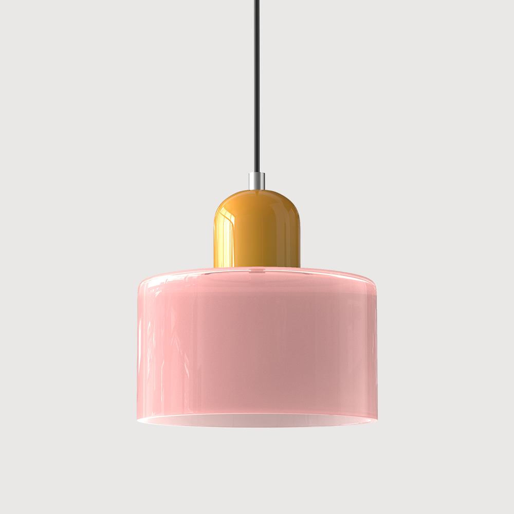 Glass Pendant Lights with Two-Tier Drum Shade and Mid-Century Modern Design - Image 10