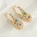 Gold Diamond Pearl Drop Earrings with Rhinestone Teardrop Design - Image 1