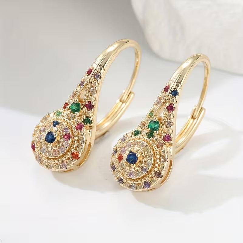 Gold Diamond Pearl Drop Earrings with Rhinestone Teardrop Design - Image 2