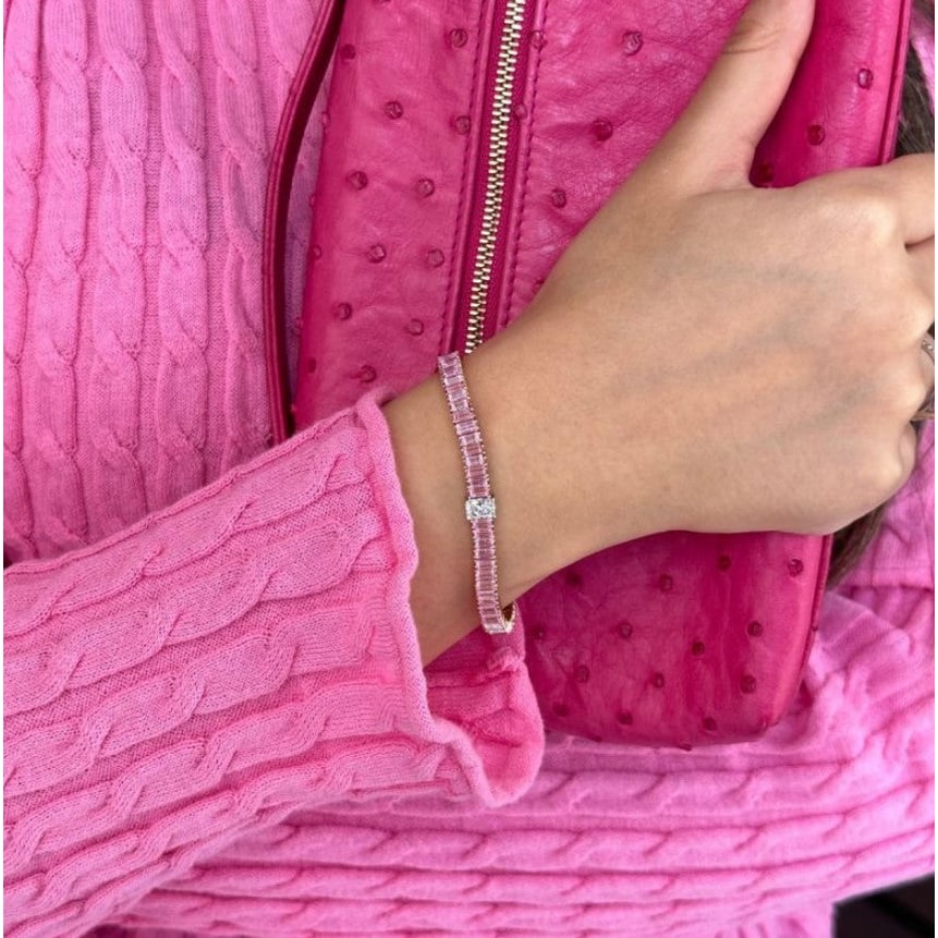 Gold Lab Grown Diamond Tennis Bracelet for Ladies Radiant Cut Two-Tone - Image 1