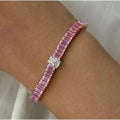 Gold Lab Grown Diamond Tennis Bracelet for Ladies Radiant Cut Two-Tone - Image 3